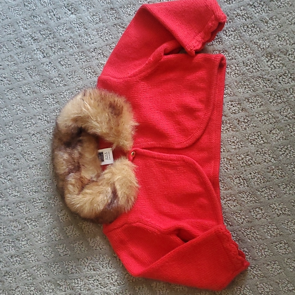 Janie & Jack Faux Fur Sweater size 0-3 mos